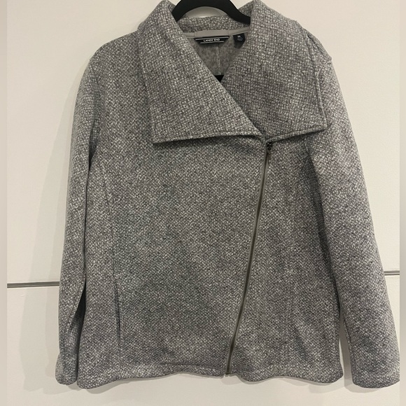 Lands End Sweater Fleece Asymmetrical Coat - Picture 3 of 5